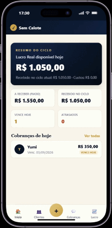 Tela Cobrança do app Sem Calote